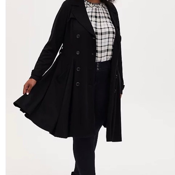 torrid Jackets & Blazers - torrid Ponte Double Breasted Swing Trench Coat